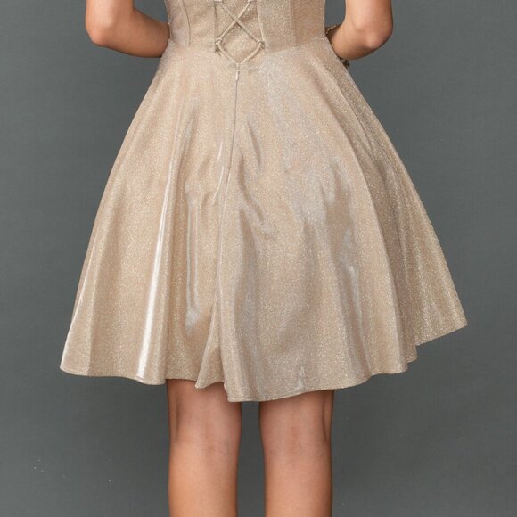 New A-Line Glitter Formal Dress w/ Sweetheart Neckline & Boned Bodice DQ 3421 - Picture 8 of 8